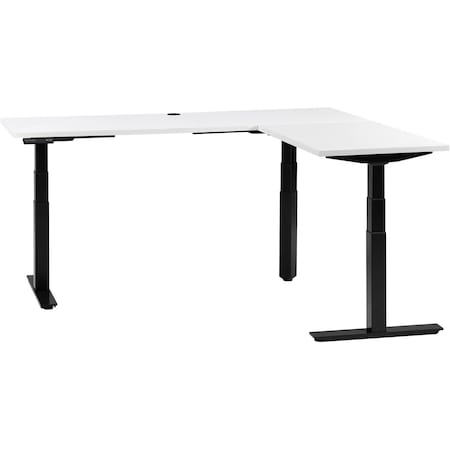 Interion By Global Industrial Sit Stand L-Desk, 24 in D X 23 to 48 in H, 72 in W X 695778LWH